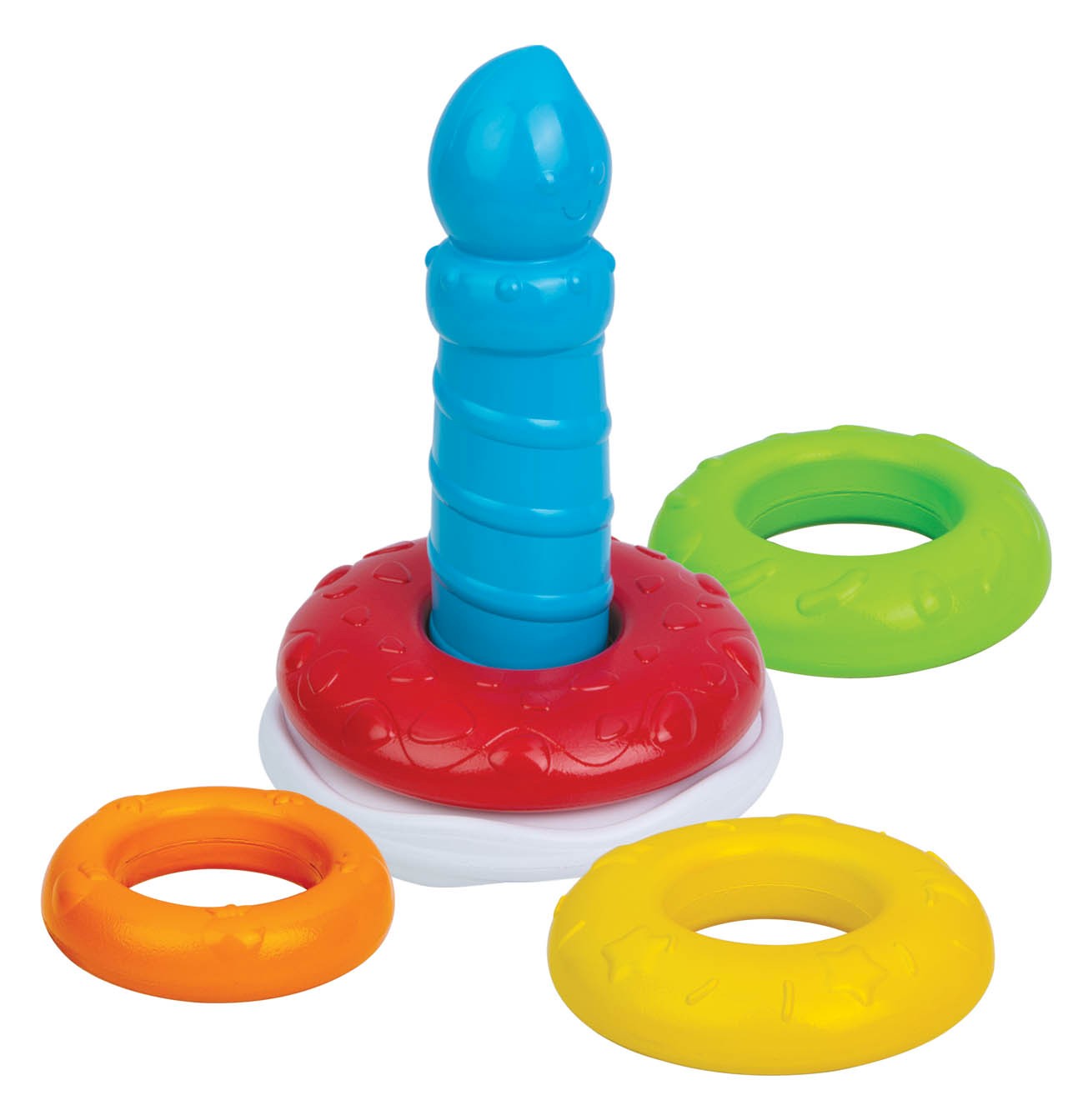 Turn cu cercuri colorate Winfun in forma de tort, 5 piese, 6 luni+