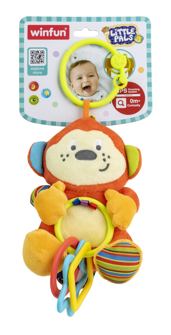 Zornăitoare cu inele Maimuță Winfun, jucărie senzorială 0 luni+