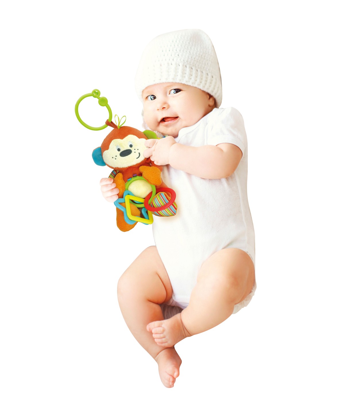 Zornăitoare cu inele Maimuță Winfun, jucărie senzorială 0 luni+