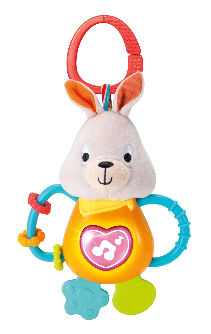 Zornăitoare iepuraș Winfun cu sunete, lumini și texturi pentru bebeluși