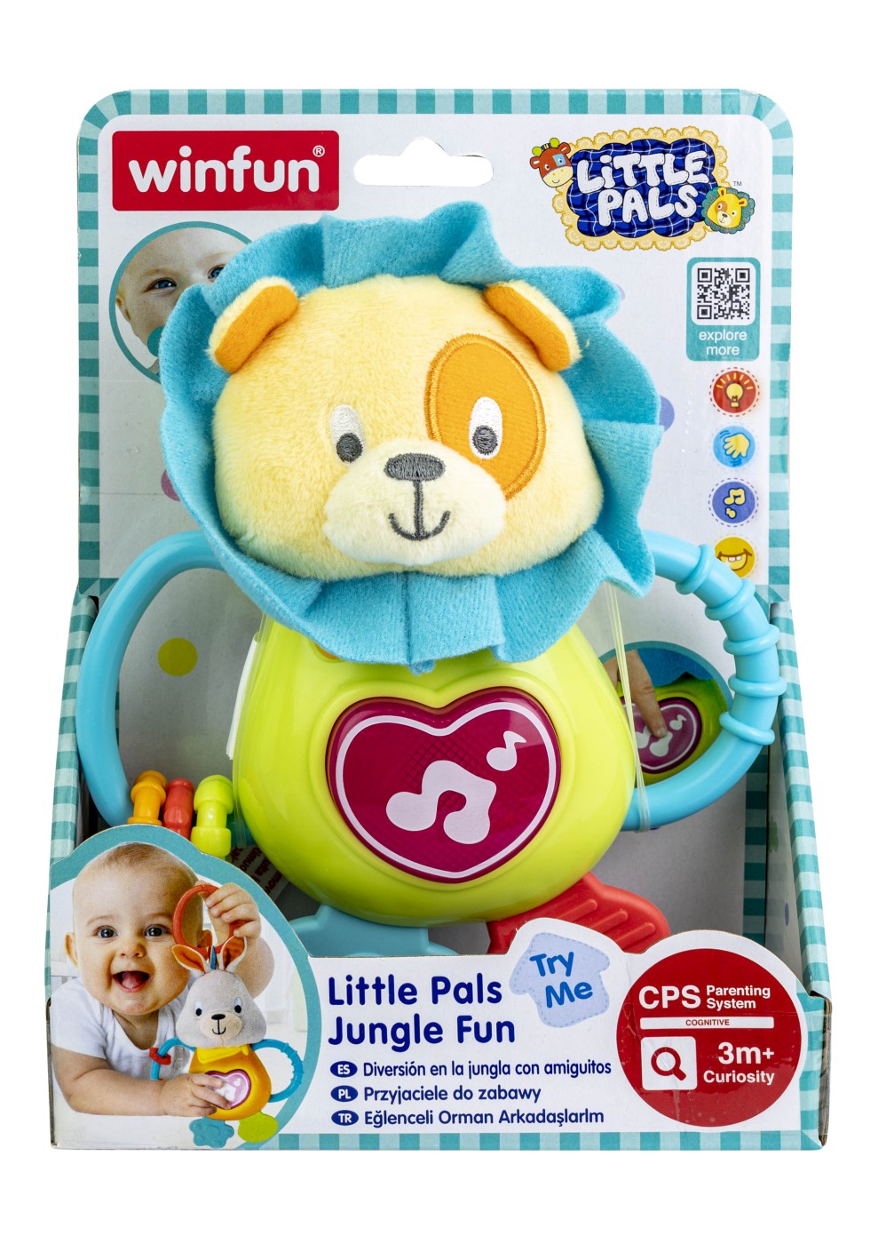 Zornăitoare leu Winfun cu sunete, lumini și inele pentru bebeluși