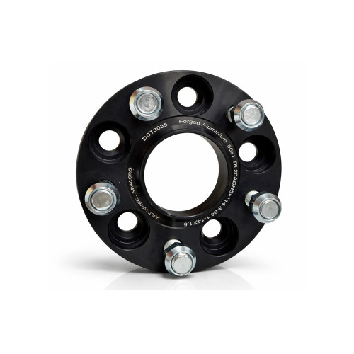 Distantier janta auto 20 mm 5x114.3 centrare 64.1 prindere dubla cu piulite M14x1.5 aluminiu forjat negru Cod: DST3035
