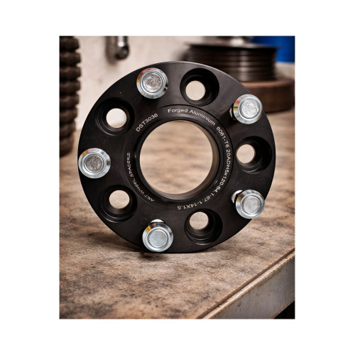 Distantier janta auto 20 mm 5x120 centrare 64.1-67.1 prindere dubla cu piulite M14x1.5 aluminiu forjat negru Cod: DST3036