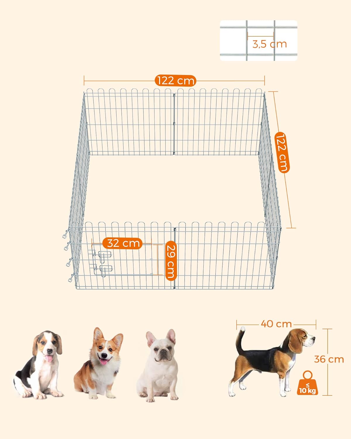 FEANDREA Tarc pliabil din otel pentru animale 8 panouri, modular patrat sau octogon, 159x159x61 cm, argintiu Household NewTrend