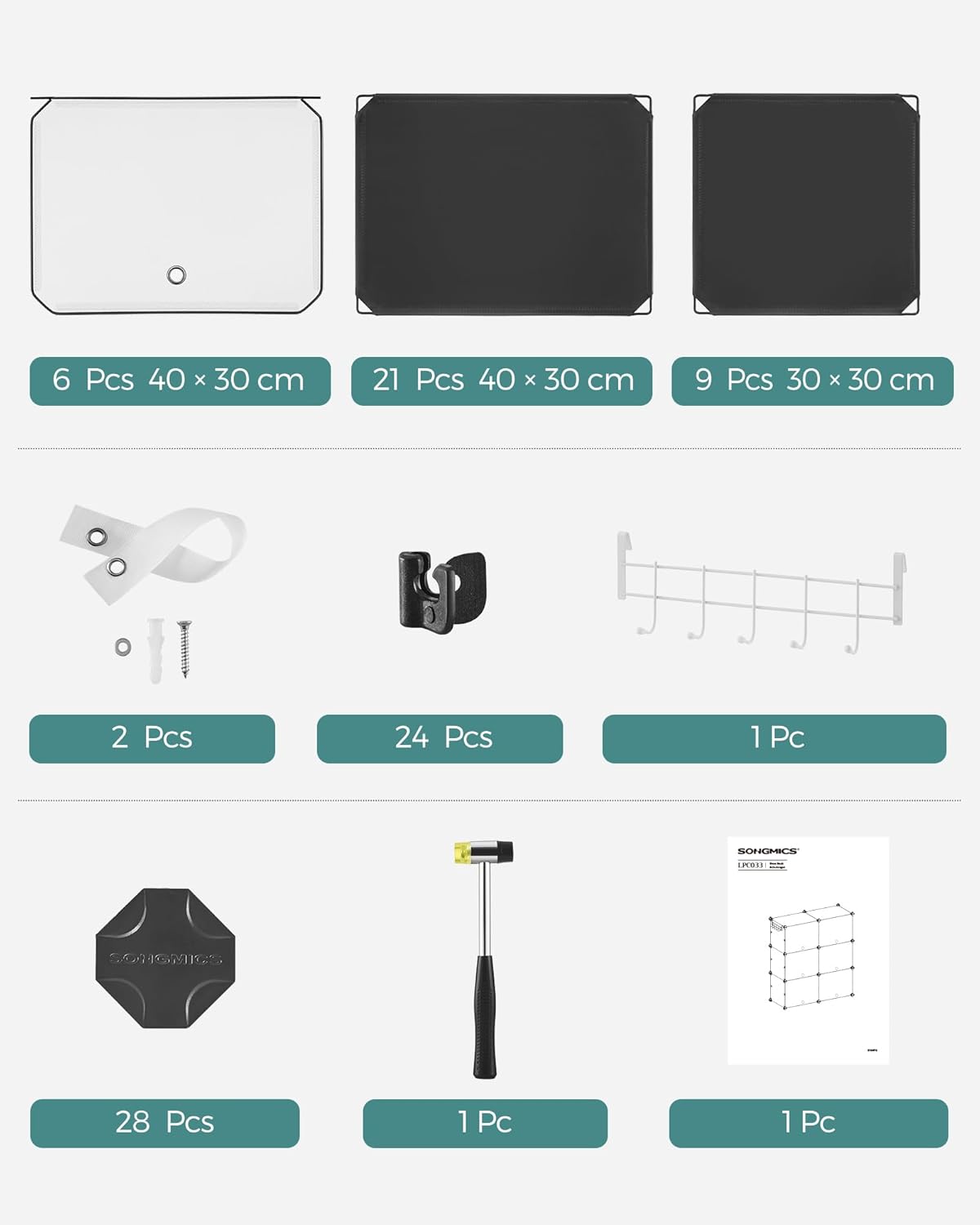 SONGMICS Dulap pantofi modular cu 6 compartimente, panouri plastic si cadru metalic, 83x32x94 cm, pana la 24 perechi, negru Household NewTrend