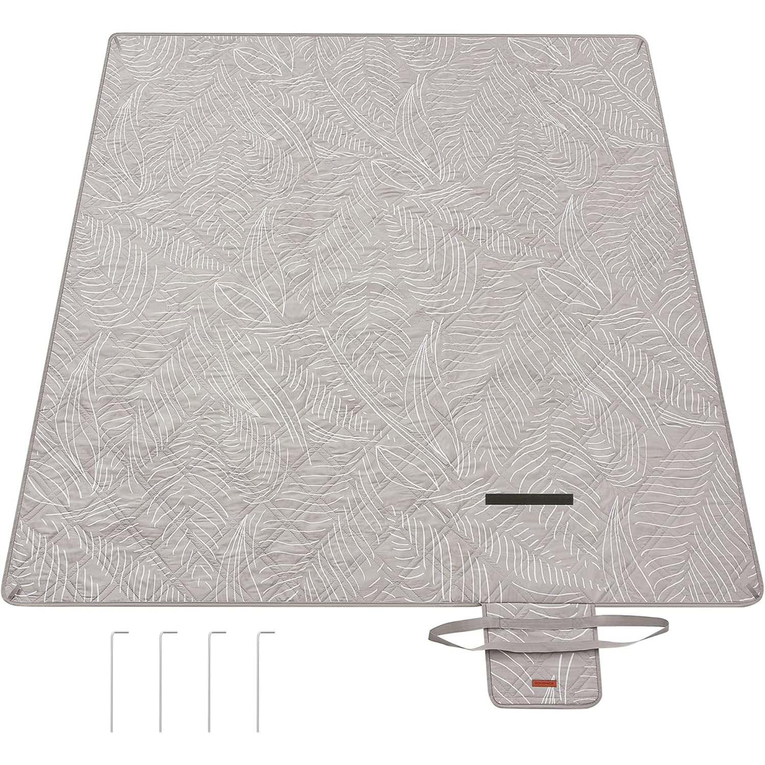 SONGMICS Patura picnic impermeabila 300x200 cm, cu ancore de fixare, pliabila, lavabila, multistrat, kaki cu model tropical Household NewTrend