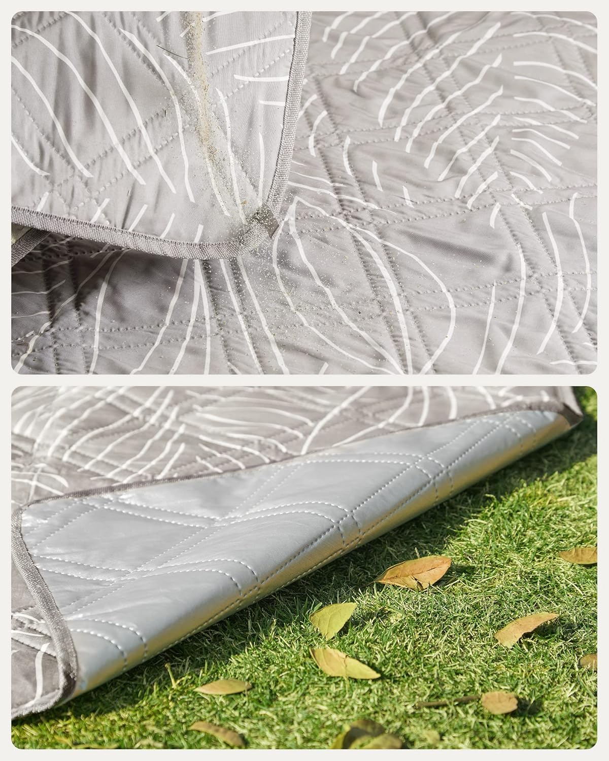 SONGMICS Patura picnic impermeabila 300x200 cm, cu ancore de fixare, pliabila, lavabila, multistrat, kaki cu model tropical Household NewTrend