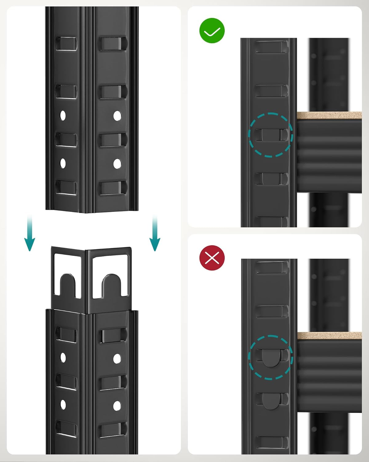 SONGMICS Set 2 rafturi metalice cu 5 niveluri reglabile, din otel si MDF, 90x40x180 cm, sarcina 875 kg, negru Household NewTrend