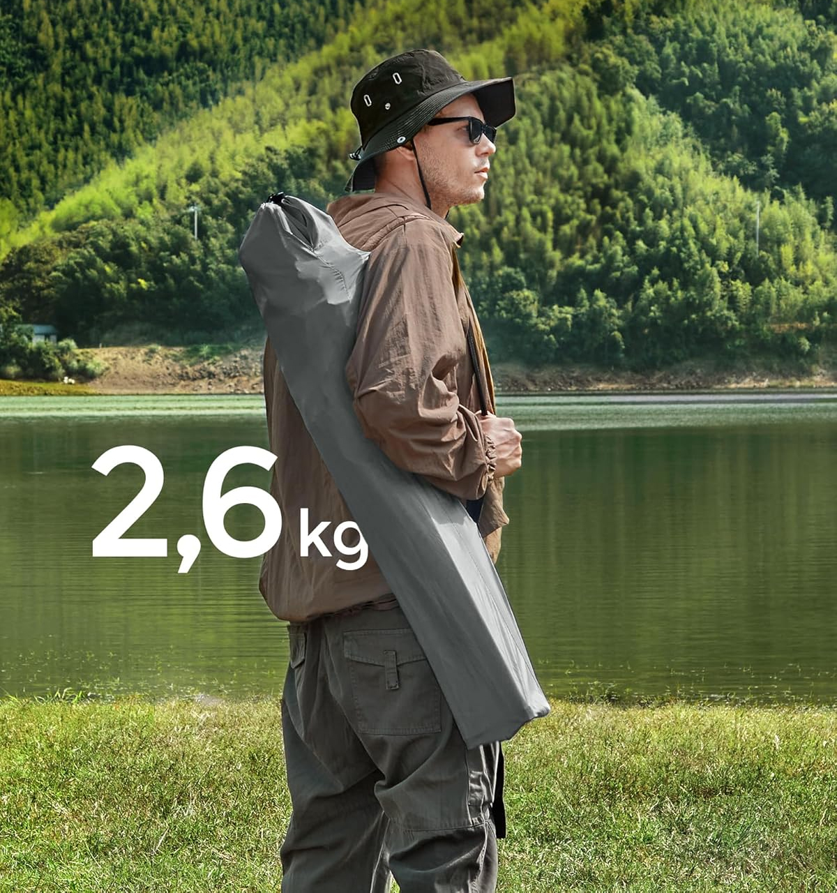 SONGMICS Set 2 scaune pliabile camping cu suport bauturi, husa transport, 150 kg, 54x86x97 cm, gri Household NewTrend