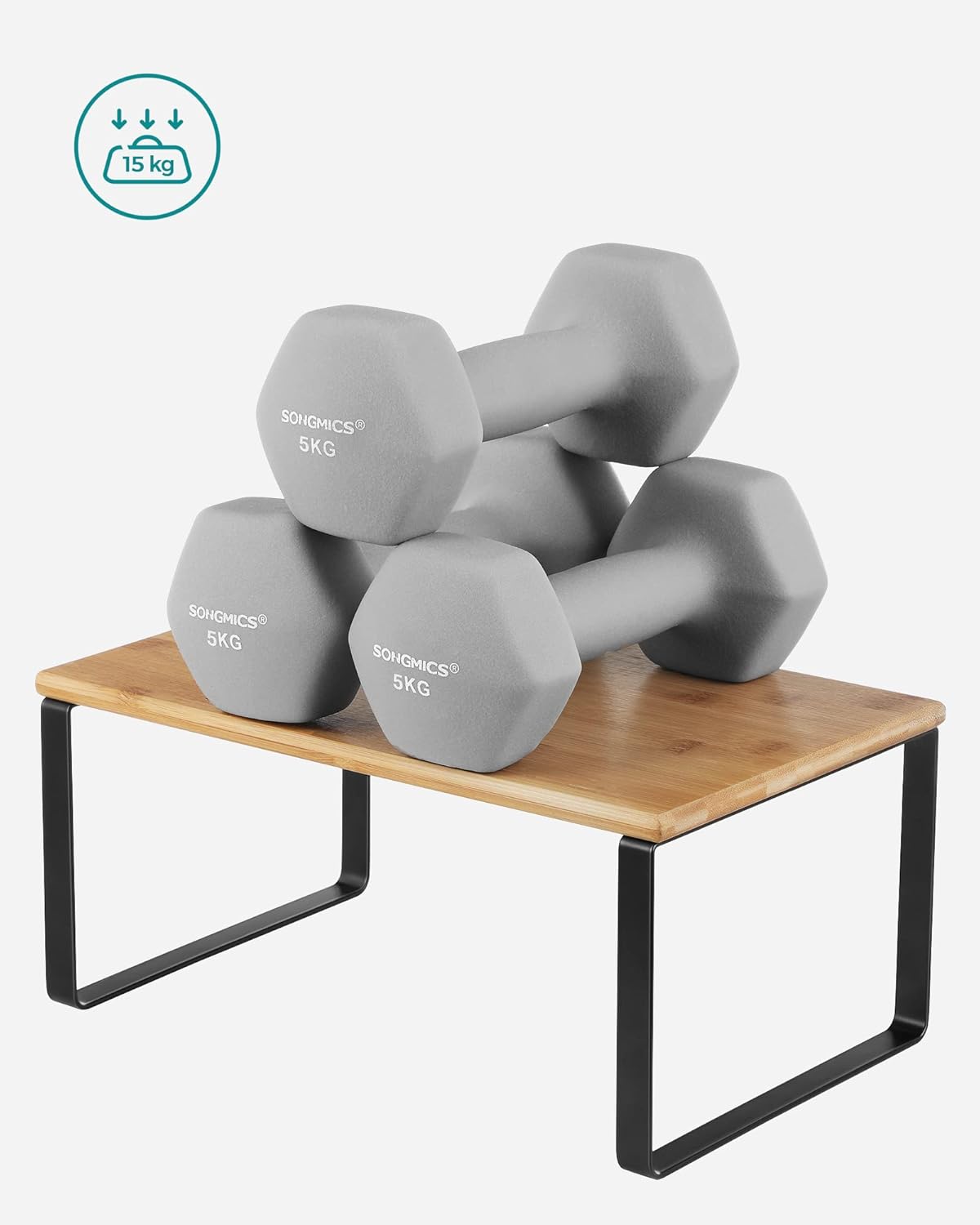 SONGMICS Set 4 rafturi de bucatarie suprapozabile, pentru ustensile sau condimente, 20x30x16cm, natur si negru Household NewTrend