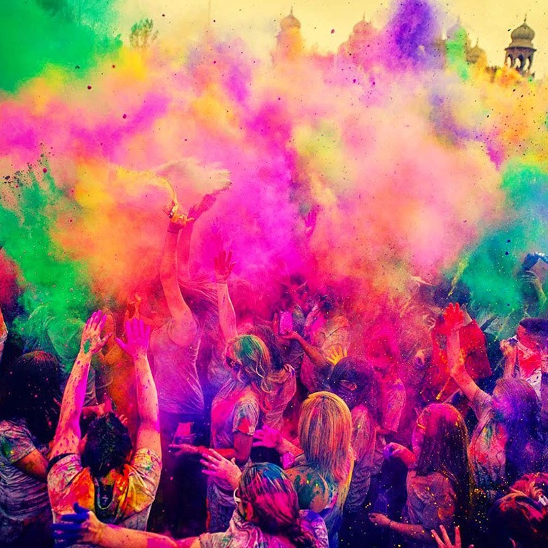 Set 5 culori pudra neon uv holi, 100gr/culoare