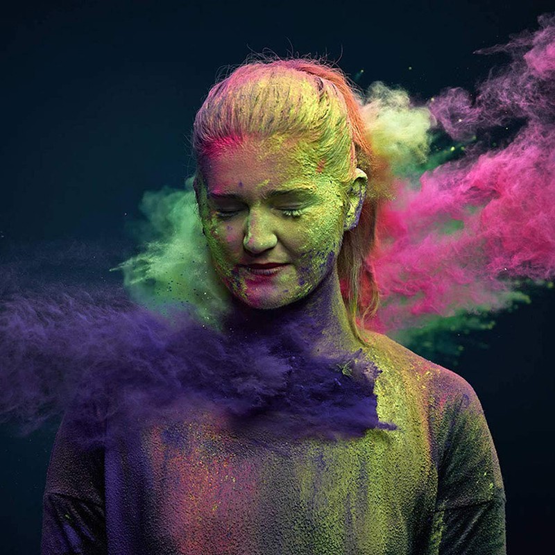 Set 5 culori pudra neon uv holi, 100gr/culoare