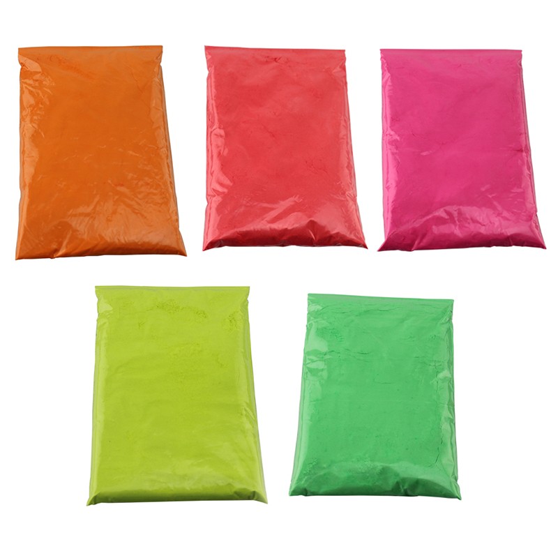 Set 5 culori pudra neon uv holi, 100gr/culoare