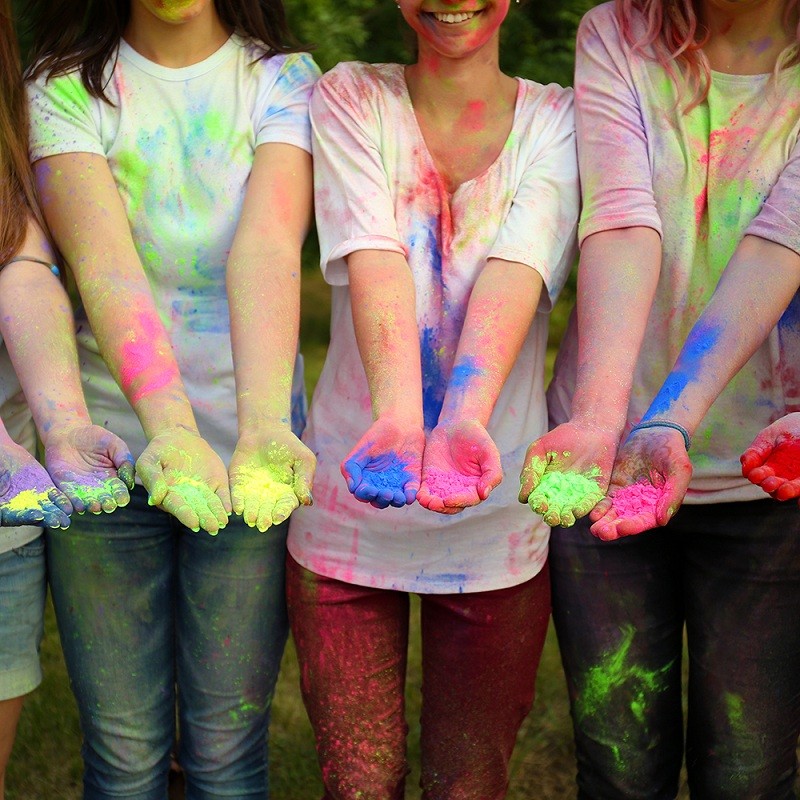 Set 5 culori pudra neon uv holi, 100gr/culoare