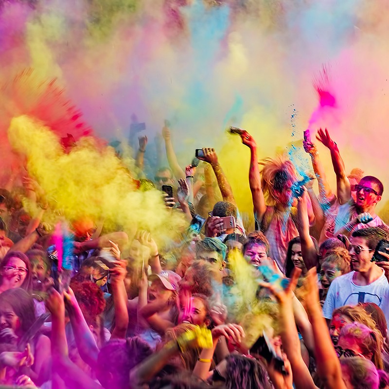 Set 5 culori pudra neon uv holi, 100gr/culoare