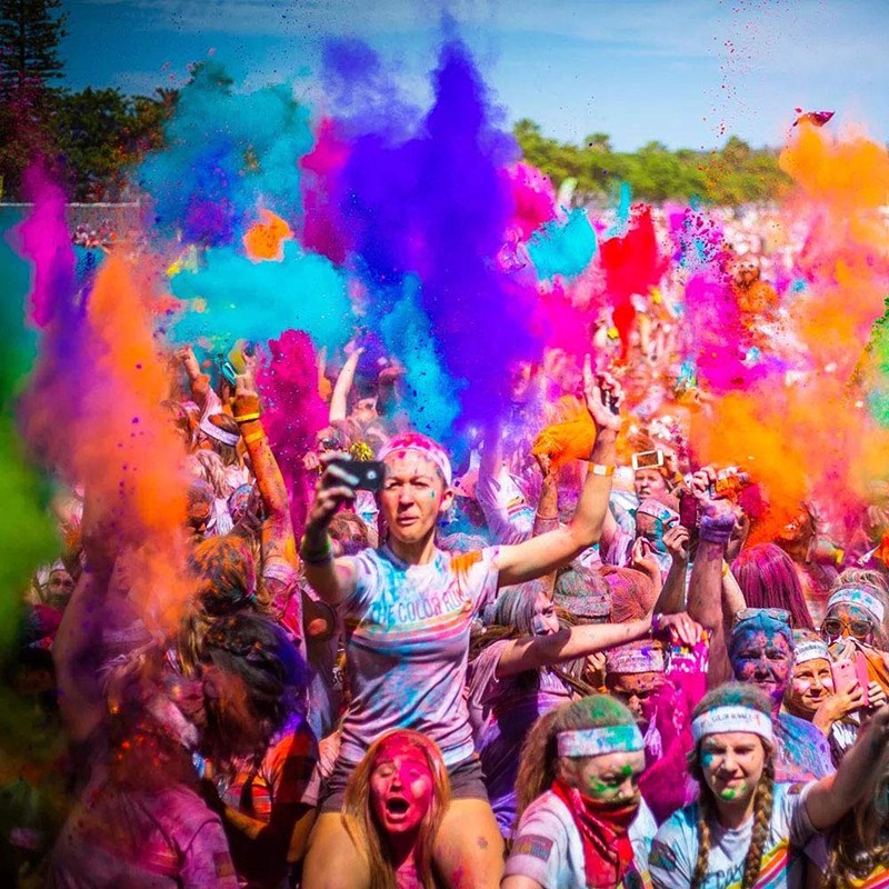 Set 5 culori pudra neon uv holi, 100gr/culoare