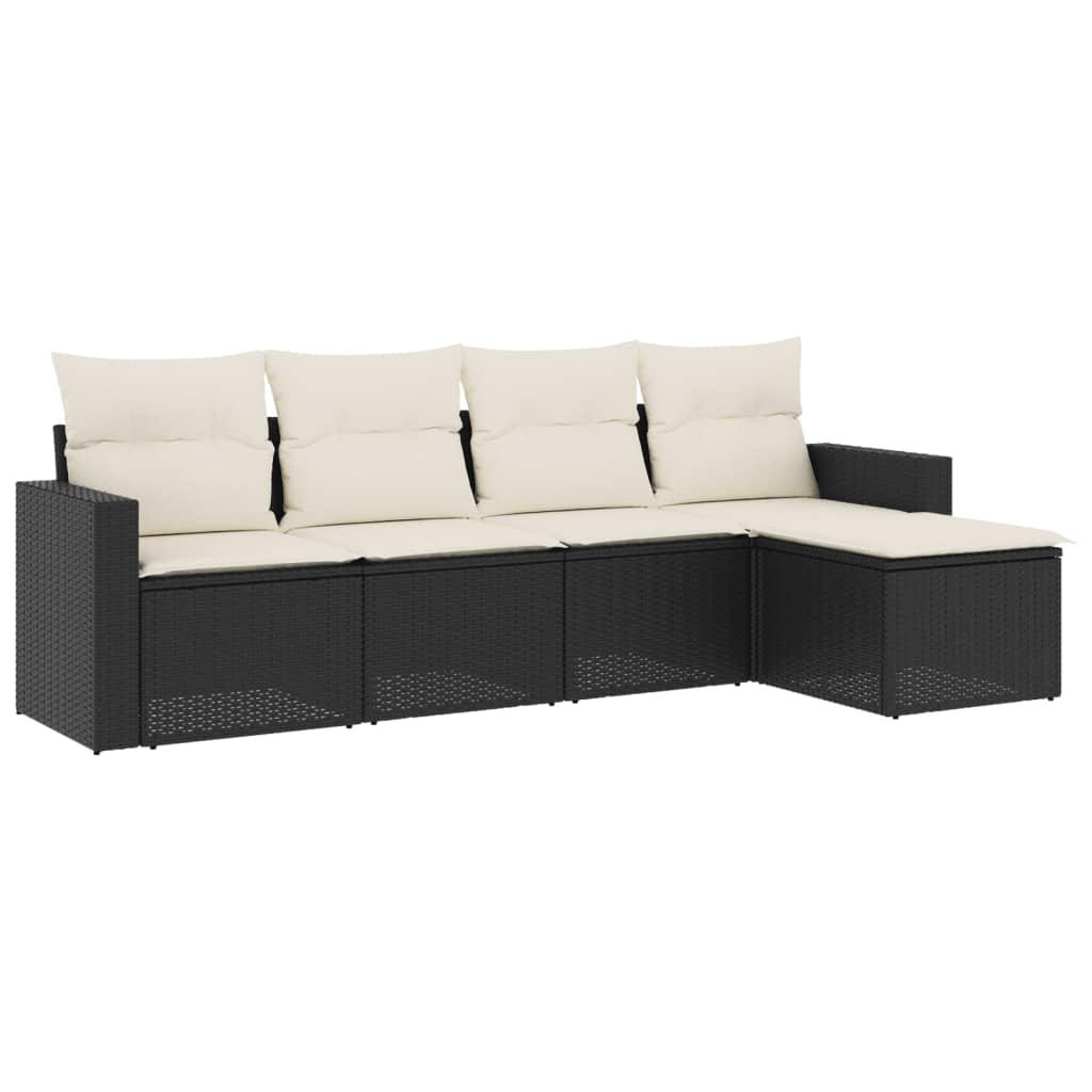 Set mobilier de grădină cu perne, 5 piese, negru, poliratan GartenMobel Dekor
