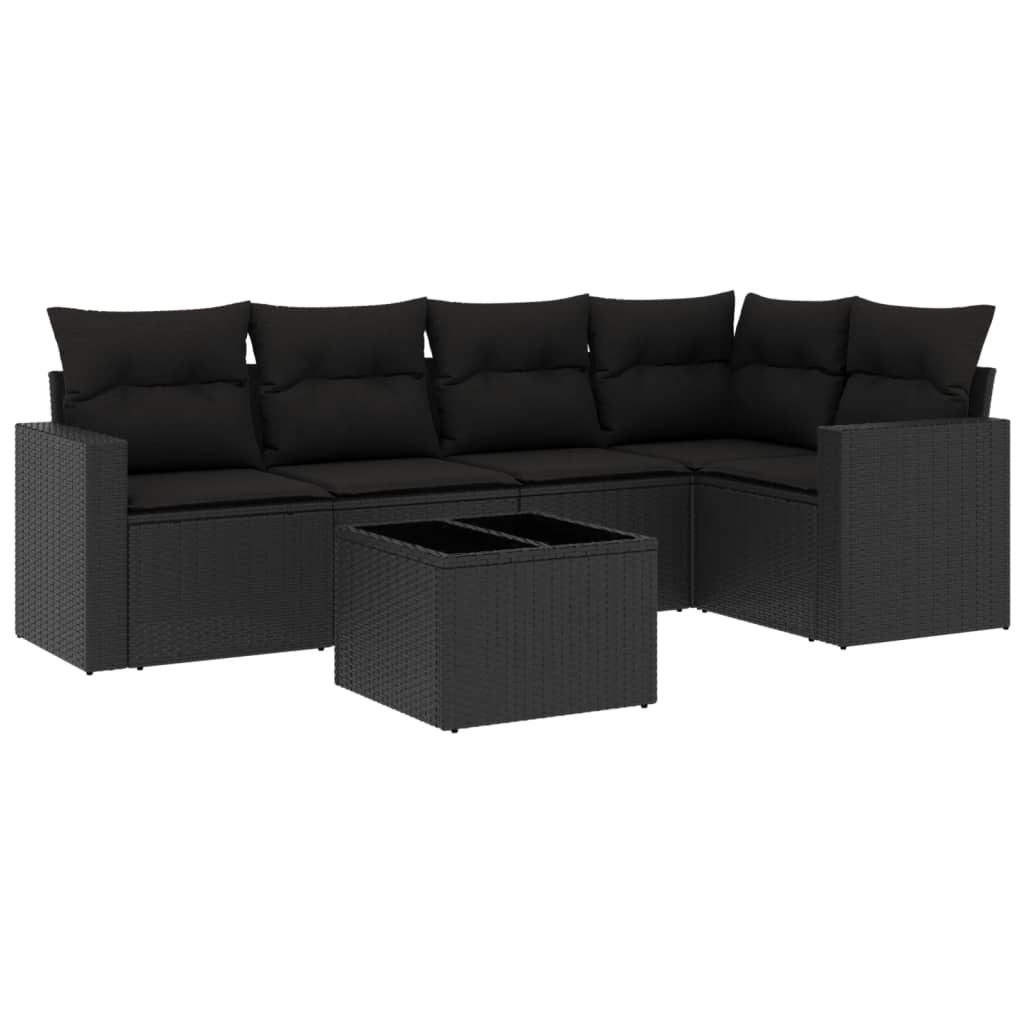 Set mobilier de grădină cu perne, 6 piese, negru, poliratan GartenMobel Dekor