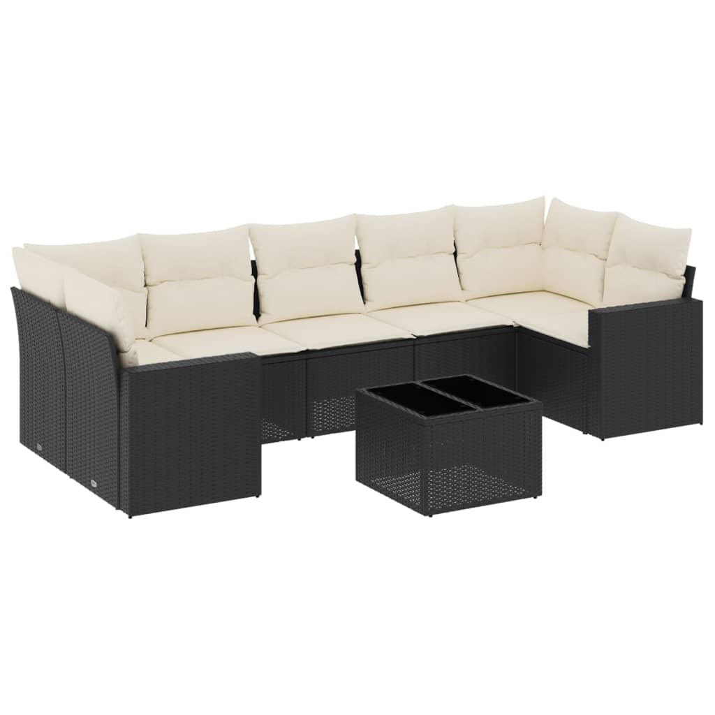 Set mobilier de grădină cu perne, 8 piese, negru, poliratan GartenMobel Dekor