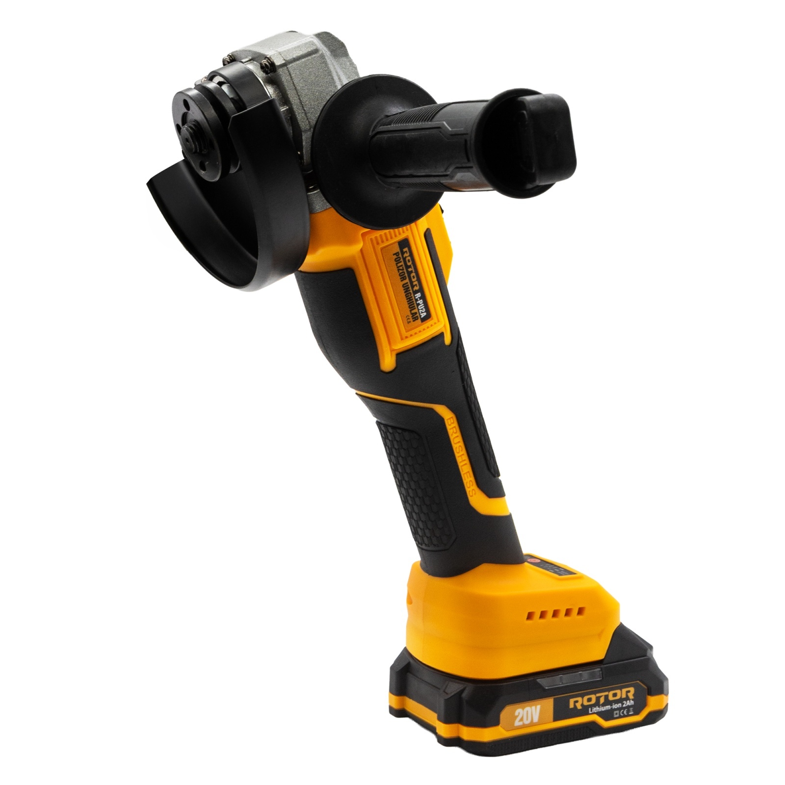 Polizor unghiular cu acumulator Rotor R-PU2A 20V 2Ah brushless