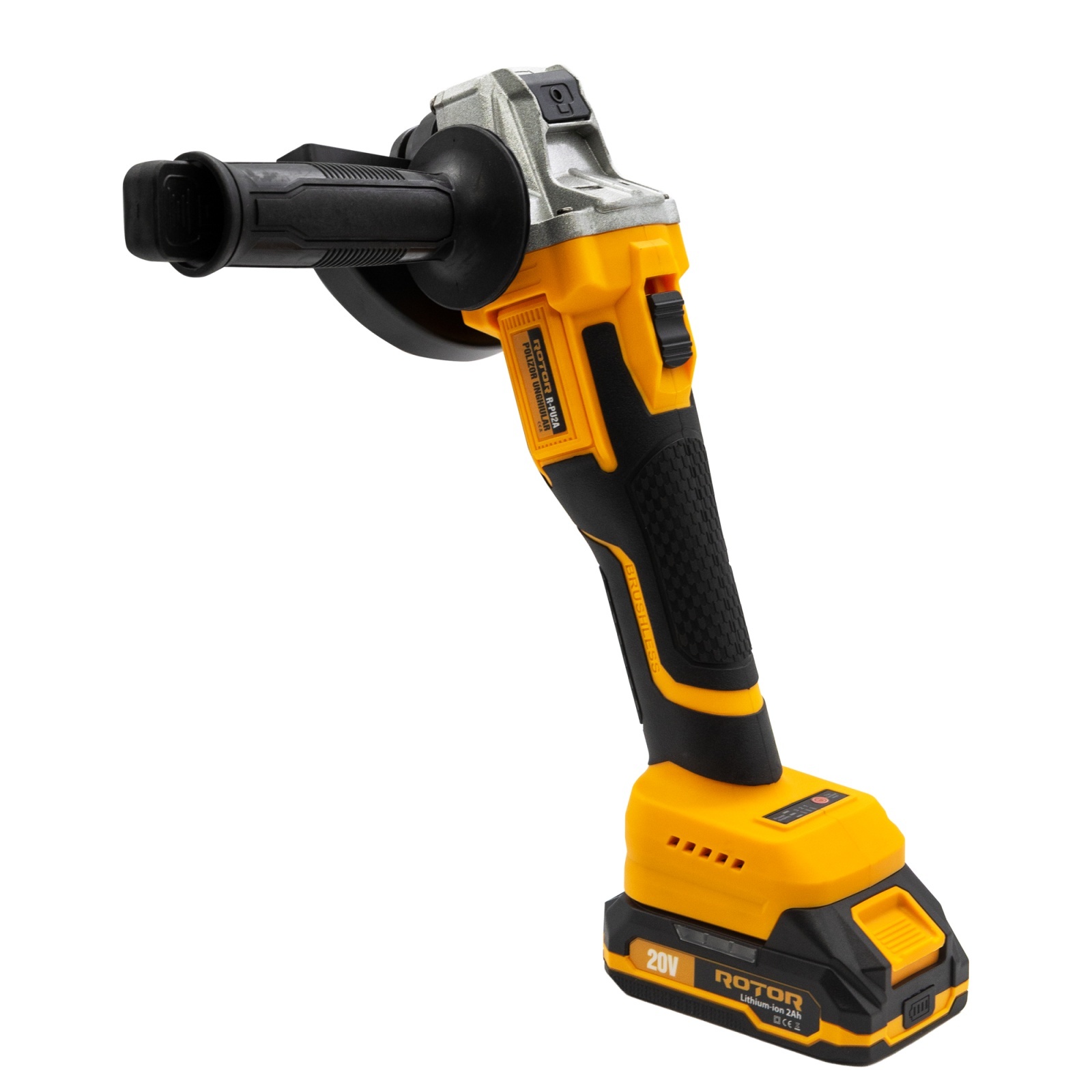 Polizor unghiular cu acumulator Rotor R-PU2A 20V 2Ah brushless