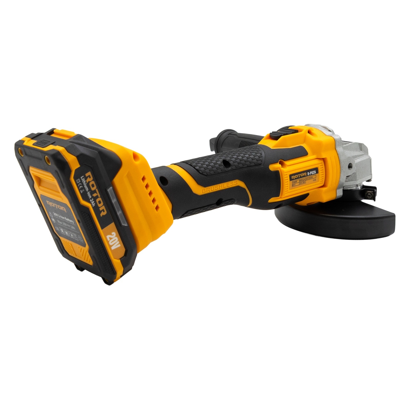 Polizor unghiular cu acumulator Rotor R-PU2A 20V 2Ah brushless