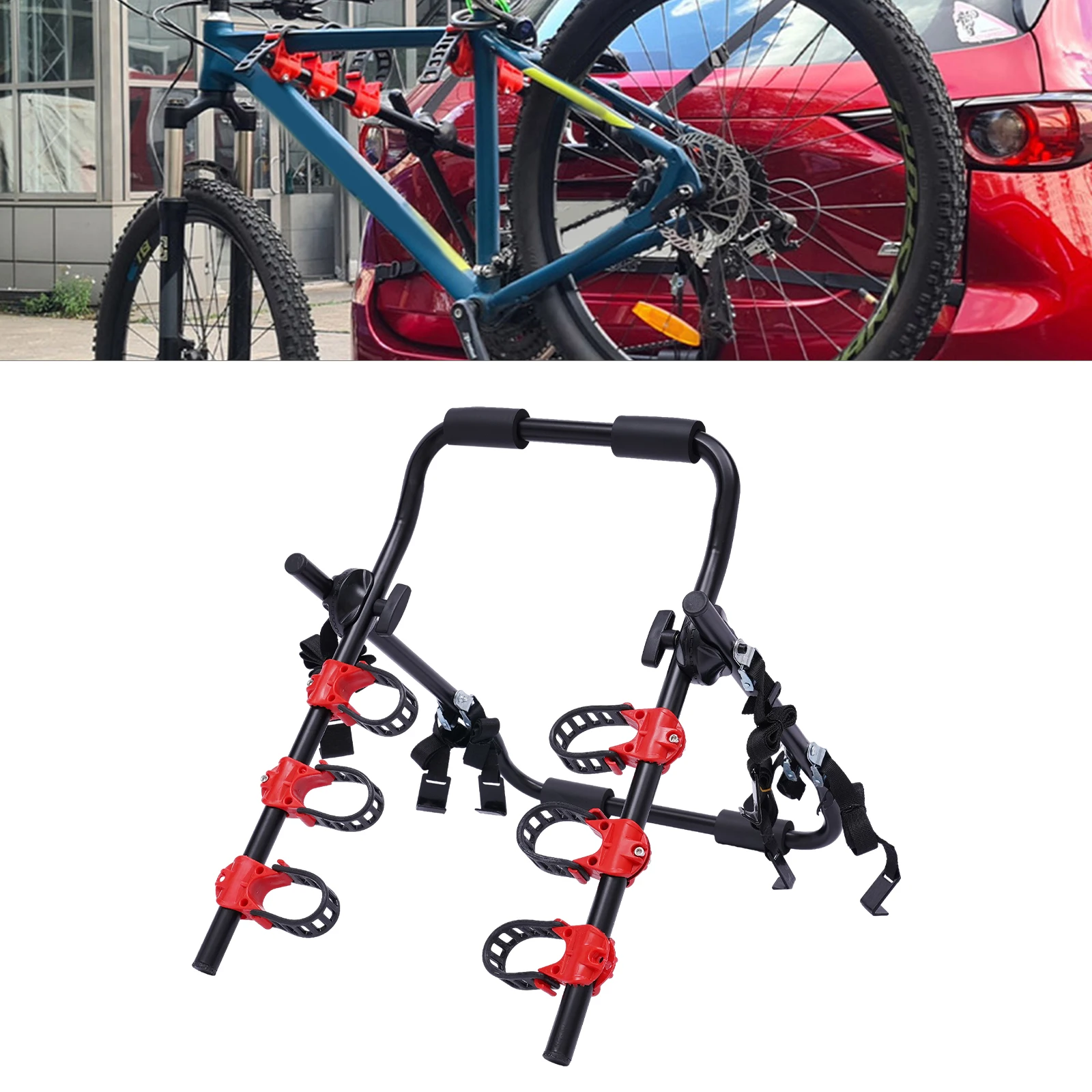Suport auto pentru transport 3 biciclete, capacitate 58 kg, montaj rapid prin curele FAVLine Selection