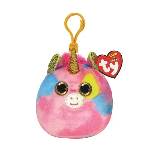 Breloc de plus Ty Fantasia Unicorn multicolor, 8 cm, Squishy Beanies