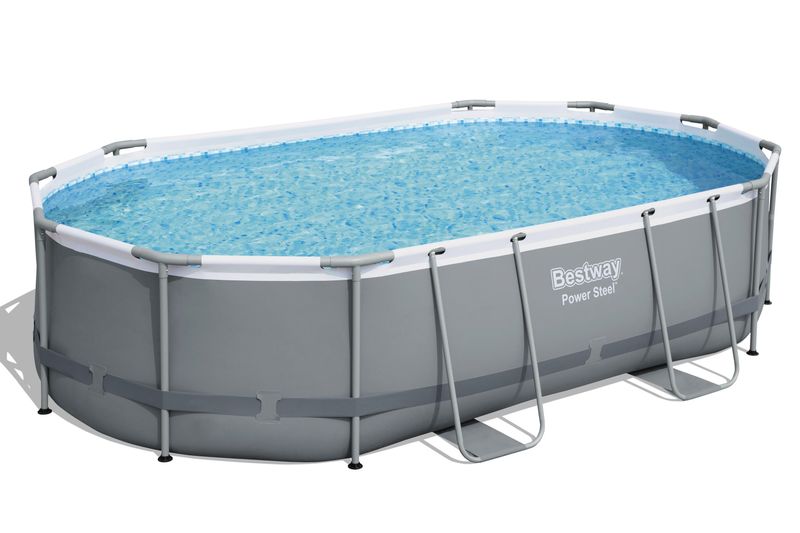 Piscină supraterană ovală Bestway Power Steel cu filtru și scară 488x305x107 cm