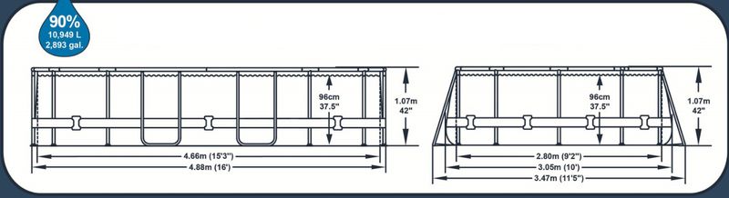 Piscină supraterană ovală Bestway Power Steel cu filtru și scară 488x305x107 cm