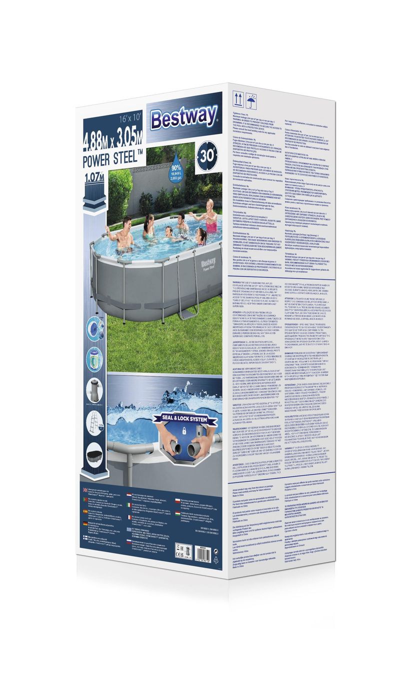 Piscină supraterană ovală Bestway Power Steel cu filtru și scară 488x305x107 cm