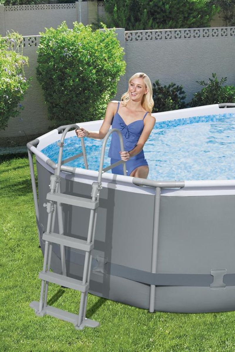 Piscină supraterană ovală Bestway Power Steel cu filtru și scară 427x250x100 cm