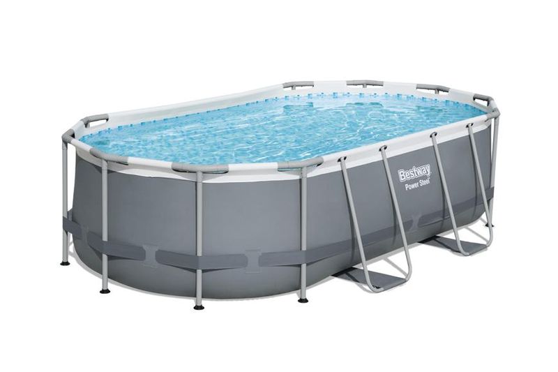 Piscină supraterană ovală Bestway Power Steel cu filtru și scară 427x250x100 cm