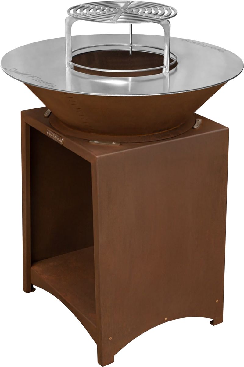 Gratar cu focar Strend Pro Fiesta din otel, efect rust, 75 cm