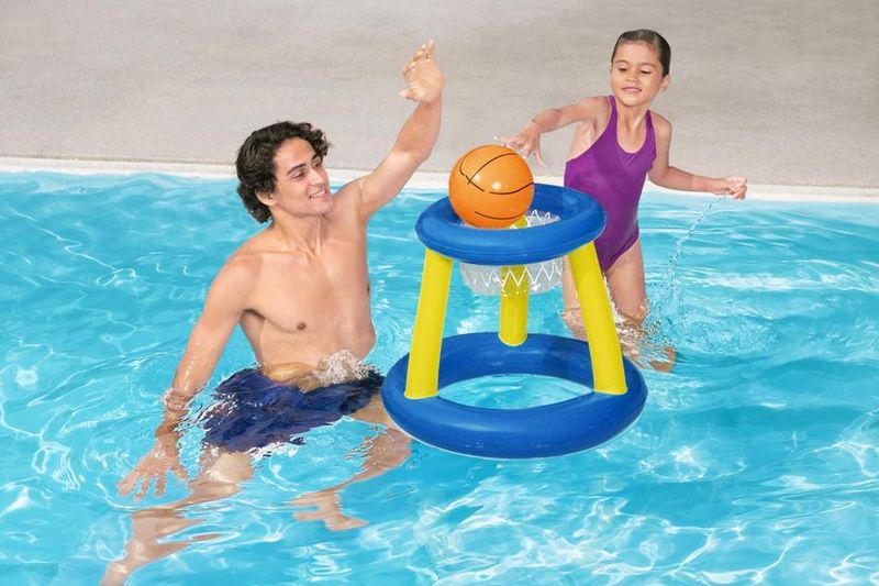 Cos de baschet gonflabil Bestway Splash 'N' Hoop cu minge, 61x61 cm