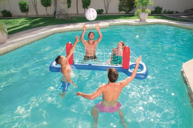 Set volei gonflabil pentru piscina Bestway cu plasa si minge, 244x64 cm
