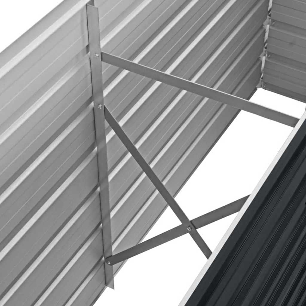 Strat Inaltat de Gradina pentru Flori tip Jardiniera 160x40x45 cm, Metal Galvanizat Gri Antracit