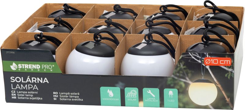 Lampa solara glob LED 10 cm pentru gradina si terasa Strend Pro