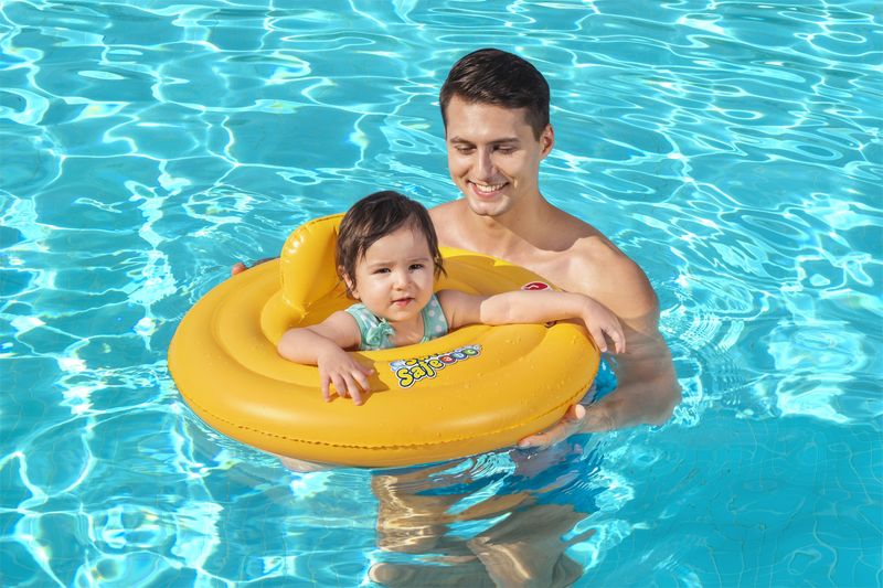 Colac gonflabil pentru bebe Bestway cu sezut, 69 cm, galben