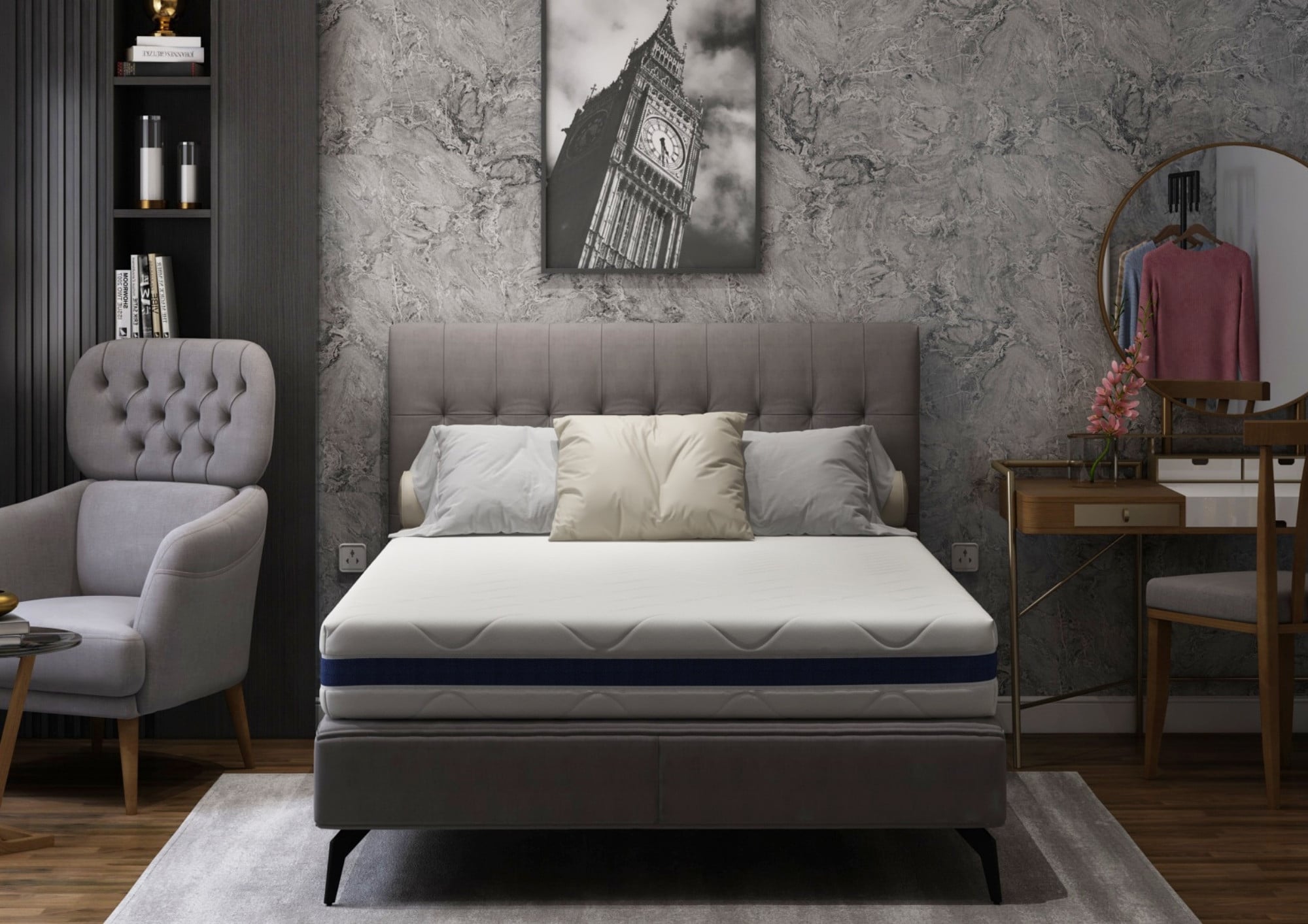 Saltea cu memorie Somnart Silver Relax 180x200 cm, 24 cm, fermitate medie