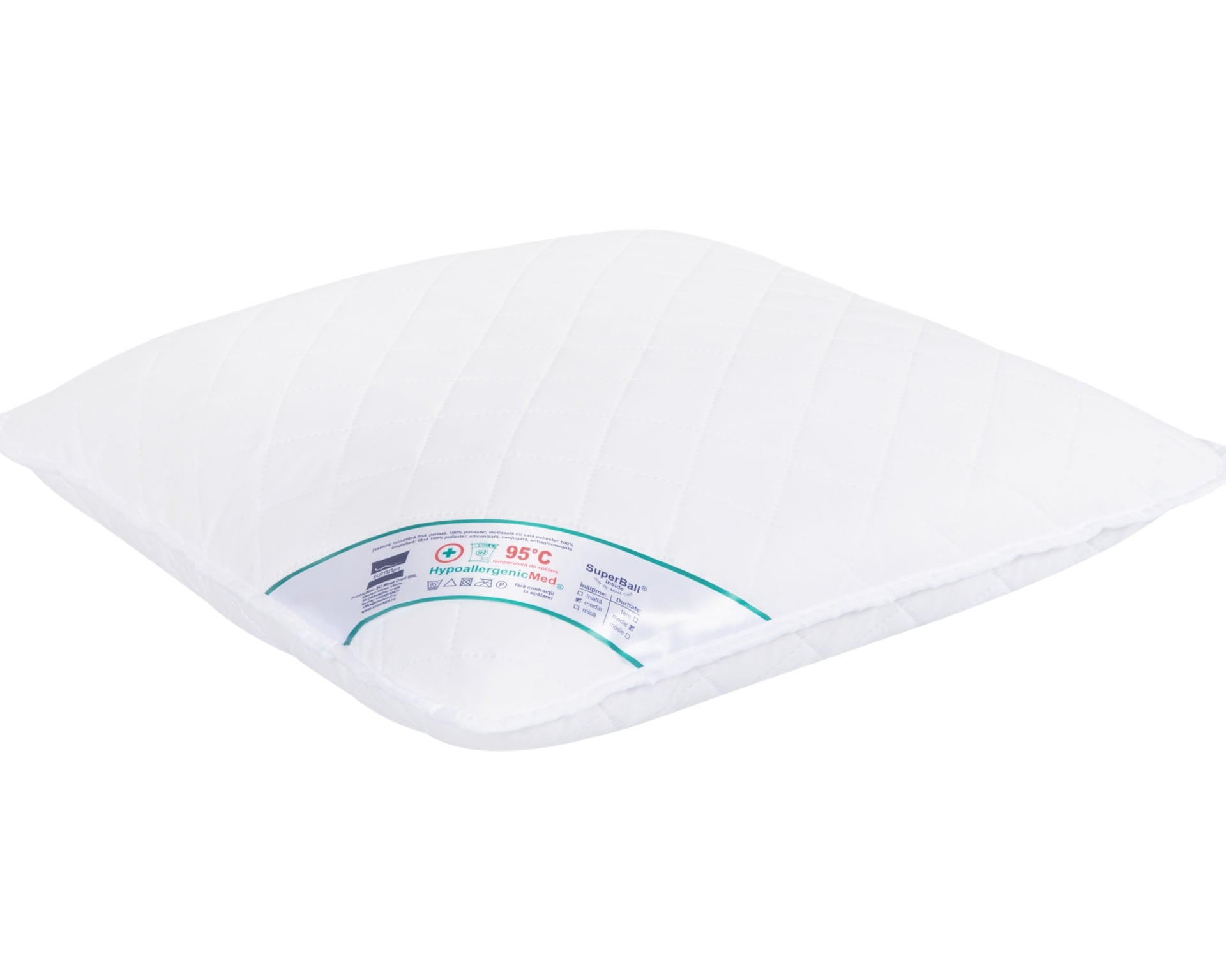 Set 4 perne matlasate Somnart HypoallergenicMed, microfibra 70x70, lavabile la 95°C