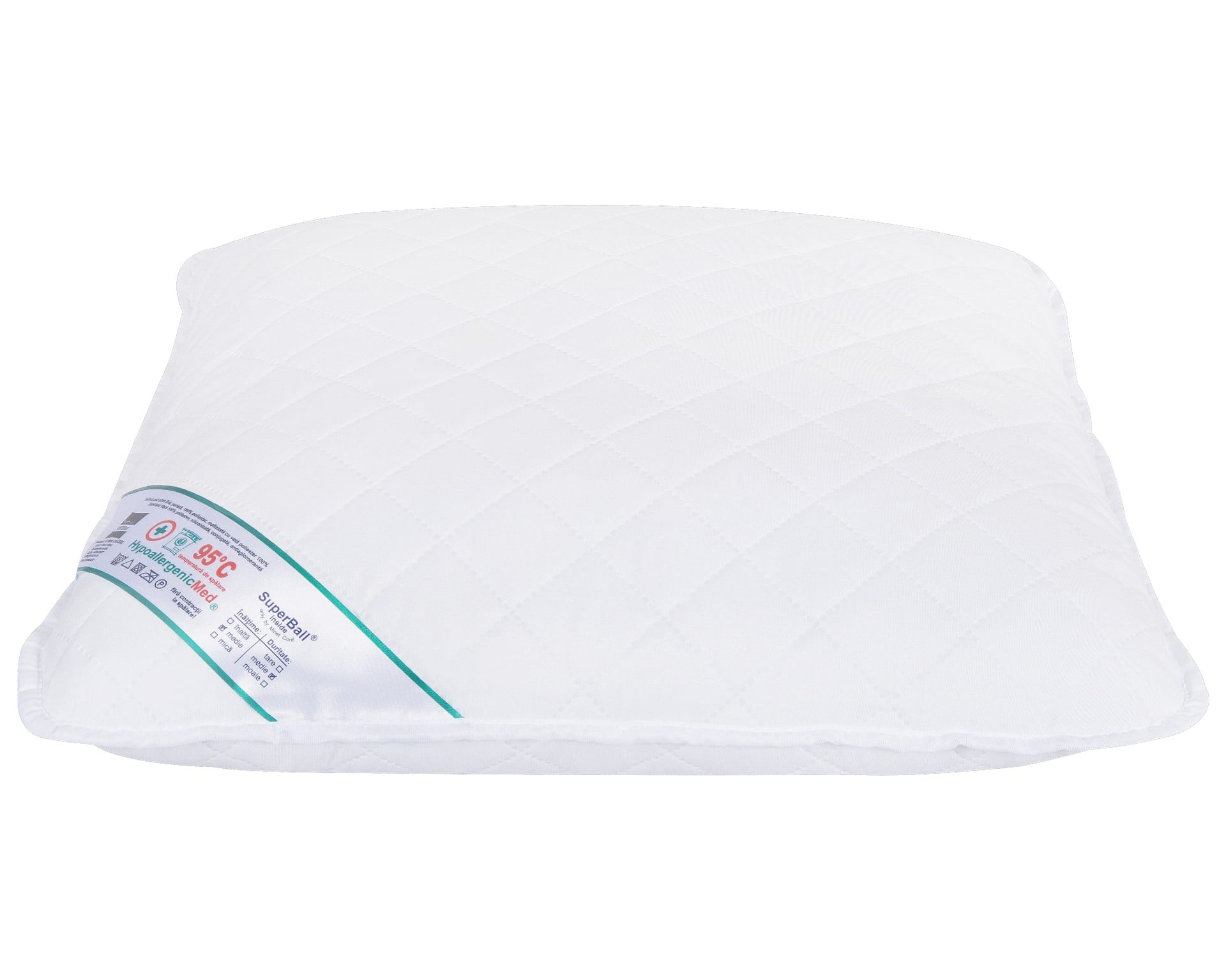 Set 4 perne matlasate Somnart HypoallergenicMed, microfibra 70x70, lavabile la 95°C