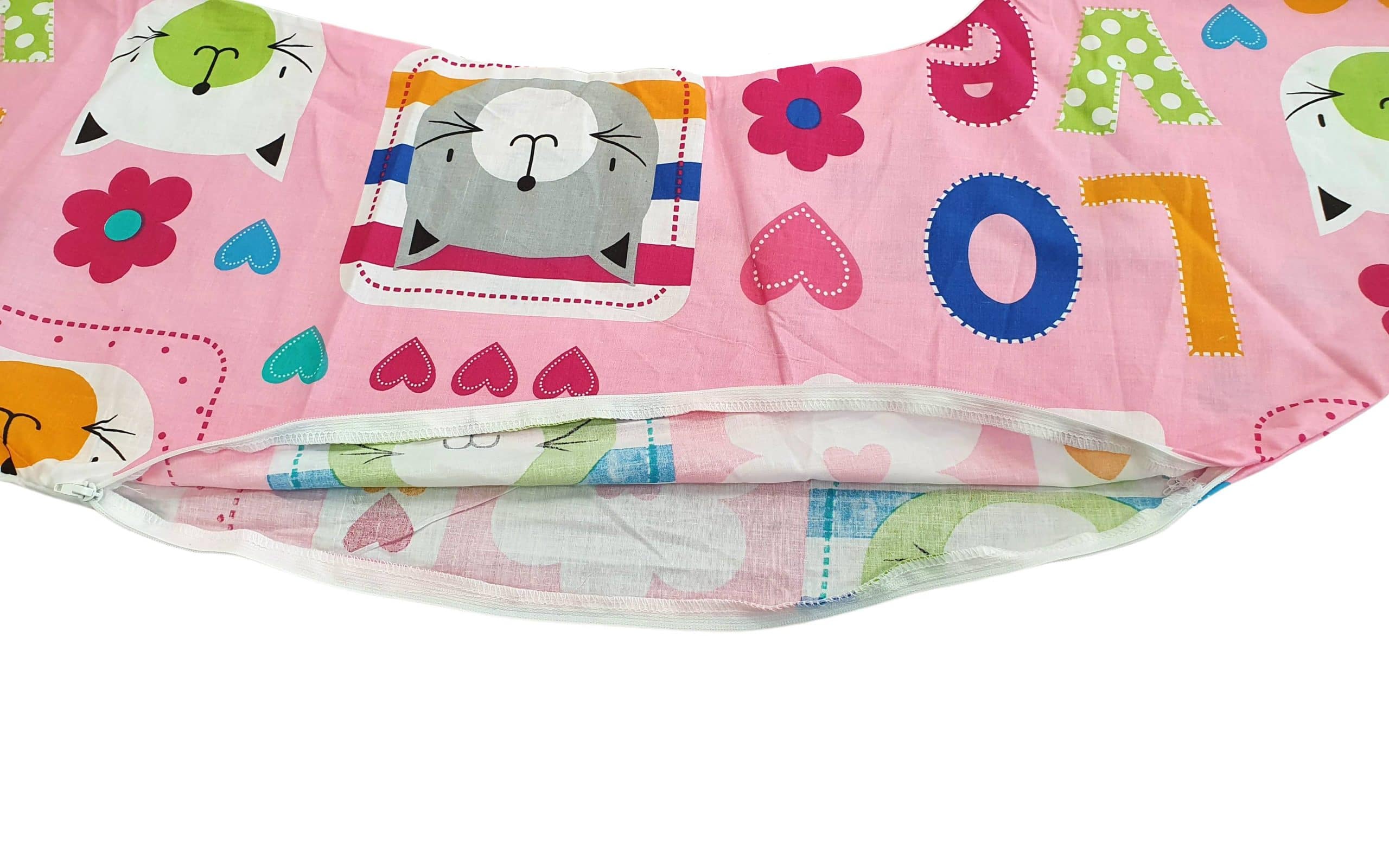 Husă suplimentară pentru pernă de corp dormit lateral, model Pisicuțe, 290x60 cm