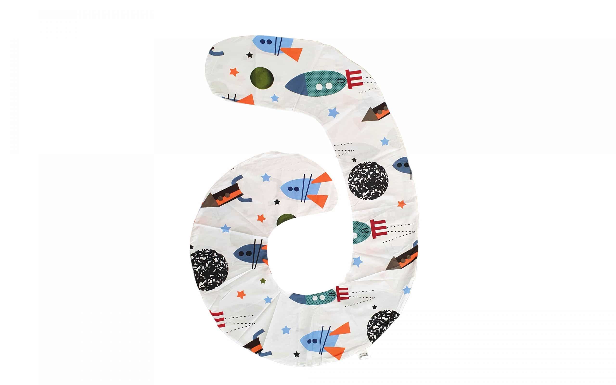 Husă adițională pentru pernă de corp pentru dormit lateral, model Rachete 290x60 cm