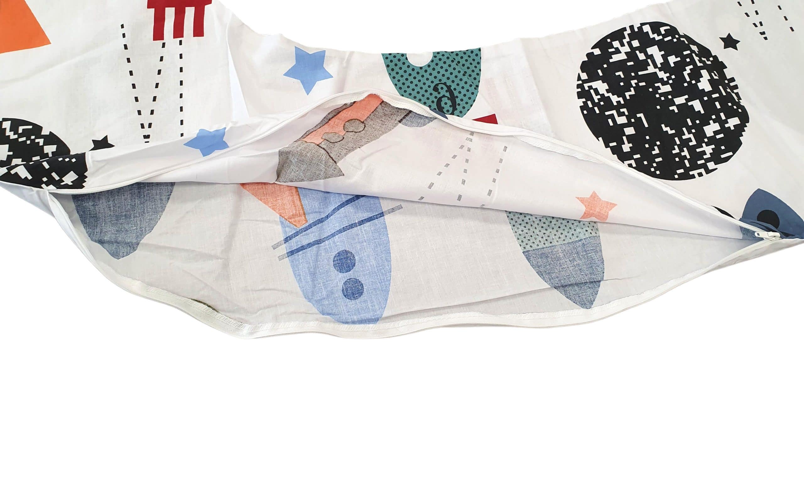 Husă adițională pentru pernă de corp pentru dormit lateral, model Rachete 290x60 cm