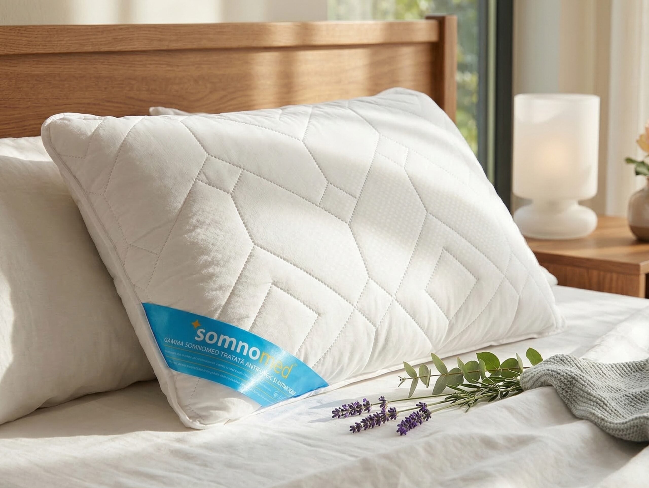 Perna antimicrobiana Somnomed 50x70 cm, lavabila la 95°C, vidata