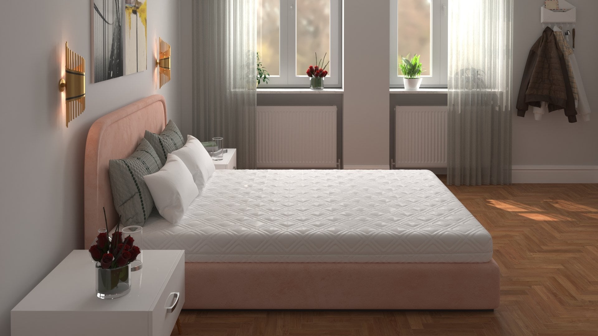 Saltea cu spumă poliuretanică 7 Zone SOMNART 120x200, înălțime 17 cm, ortopedică, husă detașabilă cu fermoar, fermitate medie