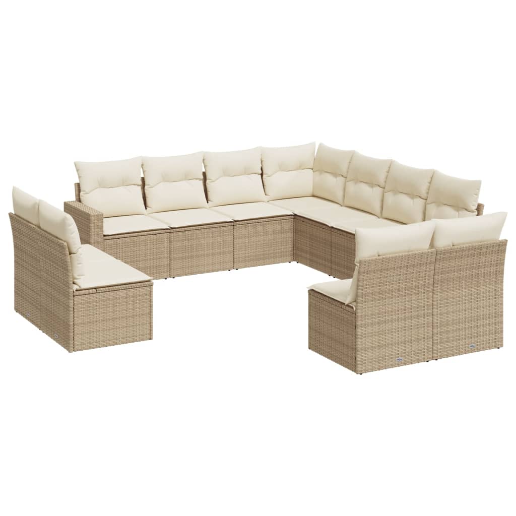 Set canapele de grădină cu perne, 11 piese, bej, poliratan GartenMobel Dekor
