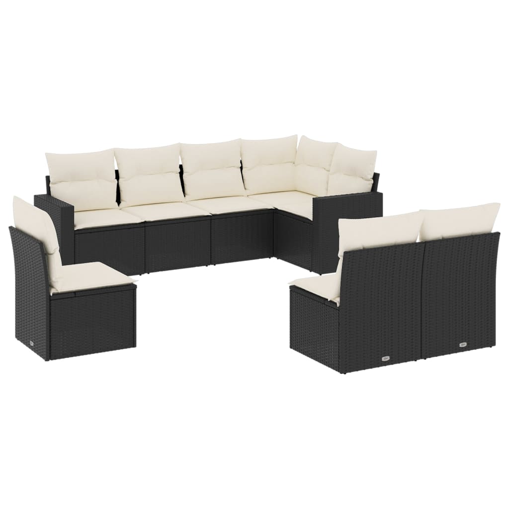 Set mobilier de grădină cu perne, 8 piese, negru, poliratan GartenMobel Dekor