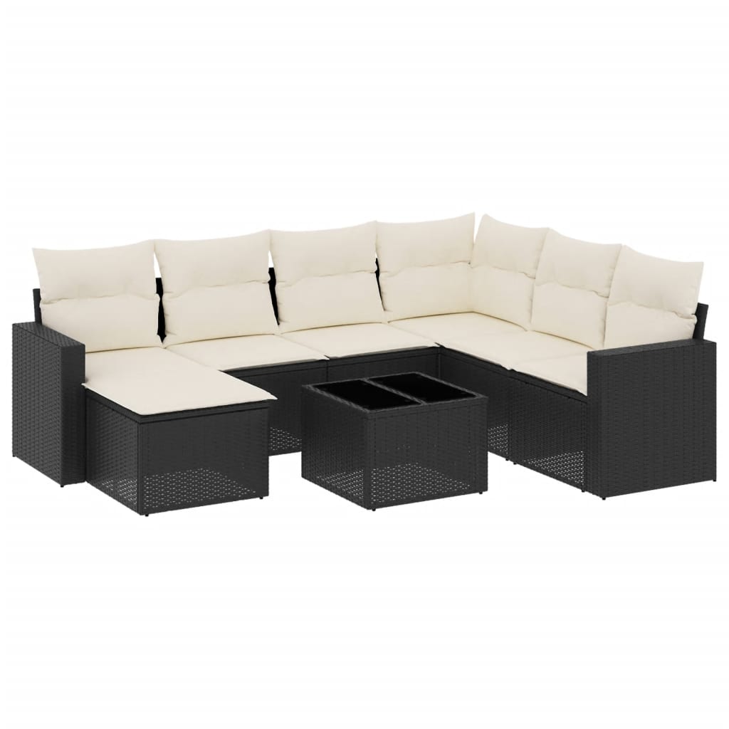 Set mobilier de grădină cu perne, 8 piese, negru, poliratan GartenMobel Dekor